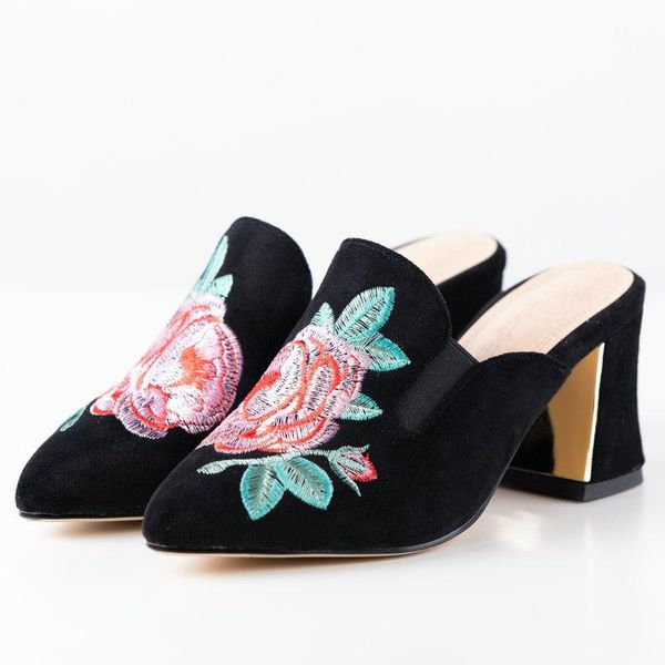 dress shoes coolulu 2021 women pointed toe mules square high heel all match ladies pumps embroider size 33-43, Black
dress shoes coolulu 2021 women pointed toe mules square high heel all match ladies pumps embroider size 33-43, Black