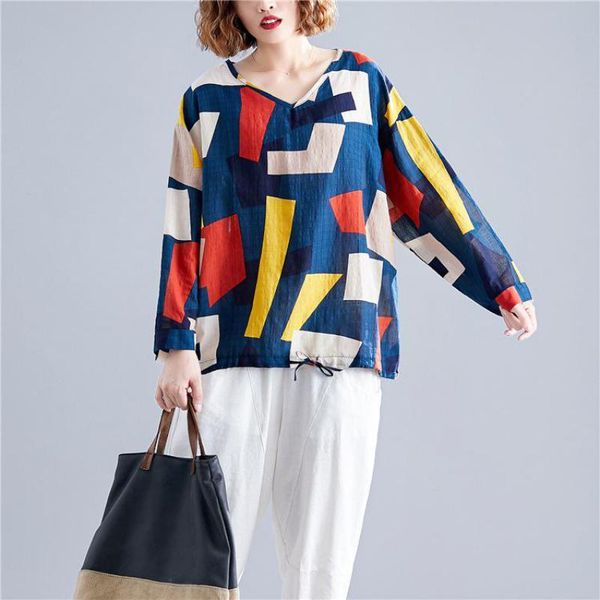 johnature simple comfortable all-match geometry v-neck women t-shirt autumn loose vintage long sleeve women t-shirt 210521, White
johnature simple comfortable all-match geometry v-neck women t-shirt autumn loose vintage long sleeve women t-shirt 210521, White