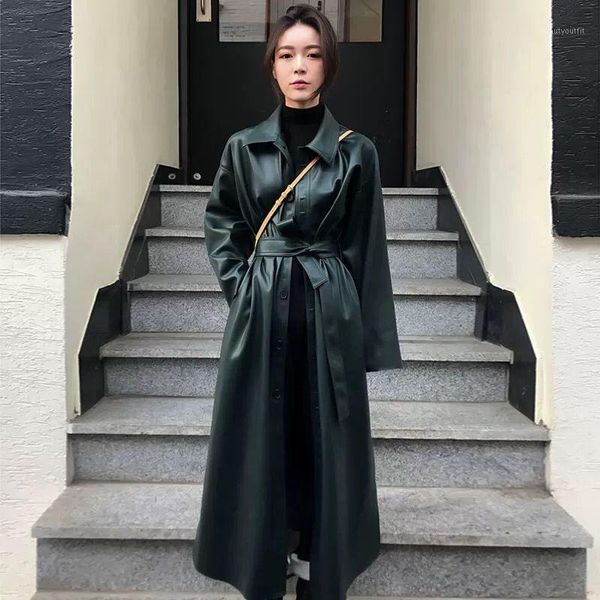 faux leather long jacket 2021 spring women loose belt street fashion pu windbreaker trench coat slim autumn women's &, Black
faux leather long jacket 2021 spring women loose belt street fashion pu windbreaker trench coat slim autumn women's &, Black