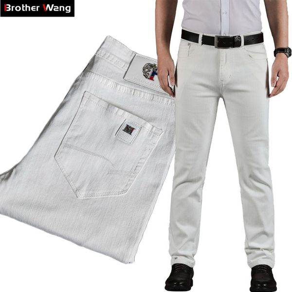 summer new men's white jeans fashion casual elastic slim denim trousers male brand pants 210320, Blue
summer new men's white jeans fashion casual elastic slim denim trousers male brand pants 210320, Blue