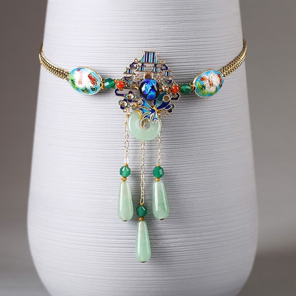 xianlan332 antique green jade pendant necklace female national wind clavicle chain neck chain necklace web celebrity neck ornament, Silver
xianlan332 antique green jade pendant necklace female national wind clavicle chain neck chain necklace web celebrity neck ornament, Silver