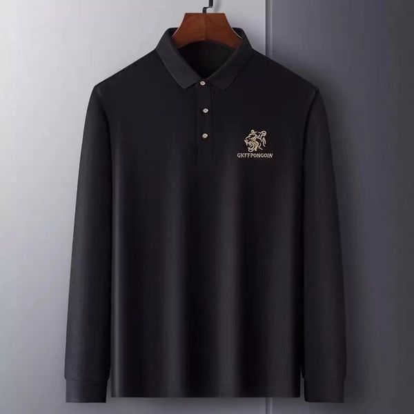 European spring and autumn men's T-shirt, pure cotton clothing, tiger embroidered bottom shirt, trend Lapel long sve polo shirt, White;black
European spring and autumn men's T-shirt, pure cotton clothing, tiger embroidered bottom shirt, trend Lapel long sve polo shirt, White;black