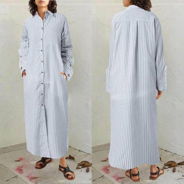 women's dress celmia fashion oversized striped turn down collar long sleeve buttons maxi dresses casual loose party vestidos 5xl, Black;gray
women's dress celmia fashion oversized striped turn down collar long sleeve buttons maxi dresses casual loose party vestidos 5xl, Black;gray