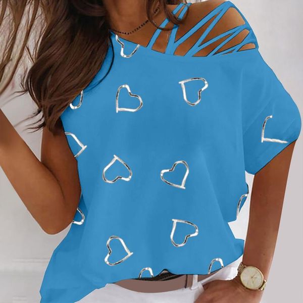 women's blouses & shirts casual feminine print o neck hollow blous shirt off shoulder short sleeve pullover clothes loose, White
women's blouses & shirts casual feminine print o neck hollow blous shirt off shoulder short sleeve pullover clothes loose, White