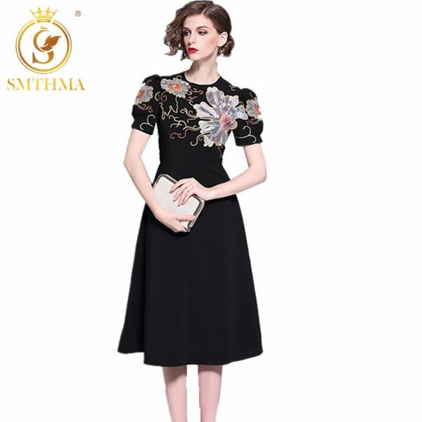 fashion runway dress women's short sleeve vintage embroidery flower mid-calf summer dresses 210520, Black;gray
fashion runway dress women's short sleeve vintage embroidery flower mid-calf summer dresses 210520, Black;gray