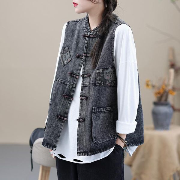 women's vests nini wonderland 2021 autumn patchwork denim vintage short vest women sleeveless loose casual coat mori girl style outerwe, Black;white
women's vests nini wonderland 2021 autumn patchwork denim vintage short vest women sleeveless loose casual coat mori girl style outerwe, Black;white
