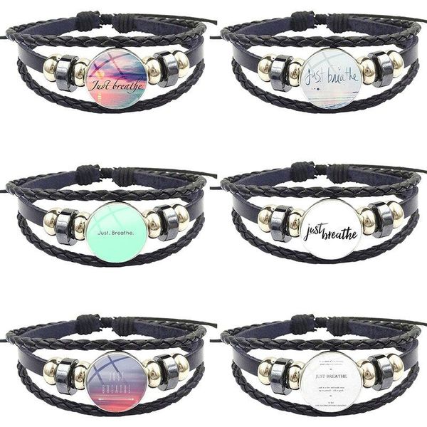 charm bracelets for valentine's day gift brand jewelry with glass caochon black leather bracelet bangle just breathe quote, Golden;silver
charm bracelets for valentine's day gift brand jewelry with glass caochon black leather bracelet bangle just breathe quote, Golden;silver