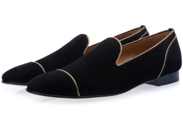 dress shoes men's velvet black loafers round toe zipper bordered formal wedding dsou
dress shoes men's velvet black loafers round toe zipper bordered formal wedding dsou