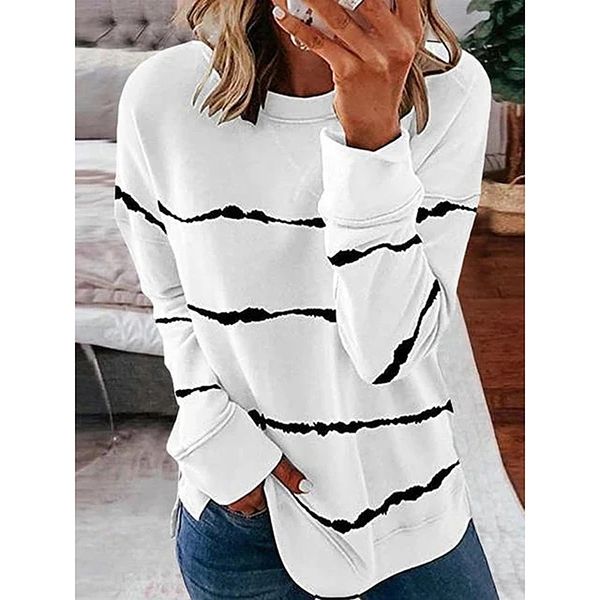 women's t-shirt european and american casual women's wear white round collar long sleeve loose stripe large shirt dy79
women's t-shirt european and american casual women's wear white round collar long sleeve loose stripe large shirt dy79