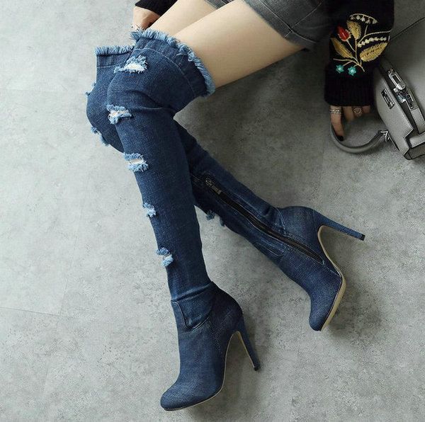 boots 2021 denim women over the knee fashion thin high heel long zipper autumn winter shoes big size 34-43, Black
boots 2021 denim women over the knee fashion thin high heel long zipper autumn winter shoes big size 34-43, Black