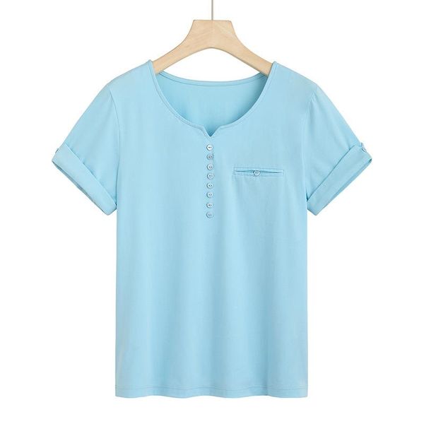 brand fashion women high luxury summer sweet casual slim v-neck button cotton short-sleeved t-shirt tees women's, White
brand fashion women high luxury summer sweet casual slim v-neck button cotton short-sleeved t-shirt tees women's, White