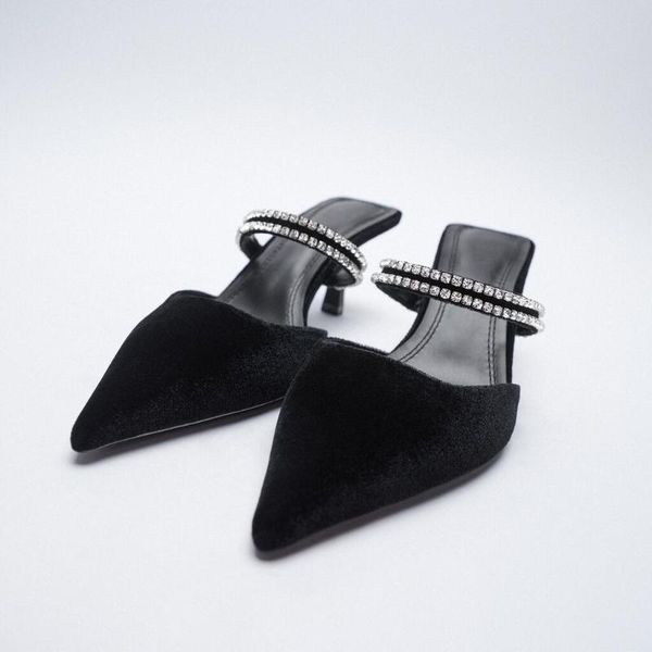 slippers stiletto shoes women's black velvet high heels ol pointed back empty women
slippers stiletto shoes women's black velvet high heels ol pointed back empty women