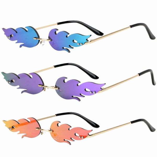 sunglasses luxury fashion fire flame women rimless wave sun glasses metal shades for vintage mirror eyewear uv400, White;black
sunglasses luxury fashion fire flame women rimless wave sun glasses metal shades for vintage mirror eyewear uv400, White;black