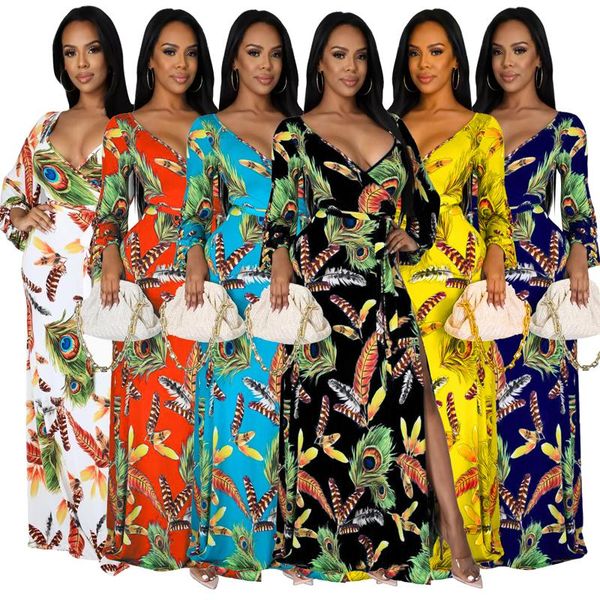 casual dresses women's long sleeve maxi dress deep v-neck floral printed split party beach boho with belt, Black;gray
casual dresses women's long sleeve maxi dress deep v-neck floral printed split party beach boho with belt, Black;gray