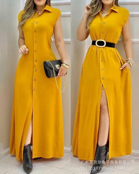 women's swimwear 2021 yellow sleeveless lapel long shirt dress-no belt needed, White;black
women's swimwear 2021 yellow sleeveless lapel long shirt dress-no belt needed, White;black