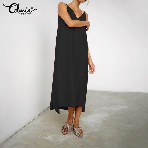 celmia 2021 summer sundress women spaghetti straps bohemian long dress casual loose v-neck beach party robe femme plus size dresses, Black;gray
celmia 2021 summer sundress women spaghetti straps bohemian long dress casual loose v-neck beach party robe femme plus size dresses, Black;gray