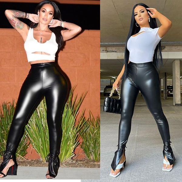 women's pants & capris 2021 high waist pu leggings fashion street women skinny faux leather spring fall lace-up split hem bottoms, Black;white
women's pants & capris 2021 high waist pu leggings fashion street women skinny faux leather spring fall lace-up split hem bottoms, Black;white