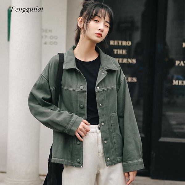 fall loose and versatile college style open line decorated denim jacket women's jackets, Black;brown
fall loose and versatile college style open line decorated denim jacket women's jackets, Black;brown