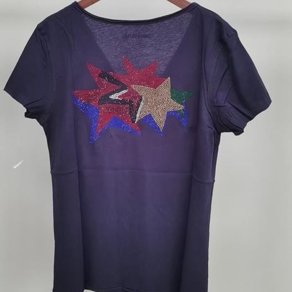 women short sleeve t-shirt back rhinestone star letter loose 2021 summer ladies women's, White
women short sleeve t-shirt back rhinestone star letter loose 2021 summer ladies women's, White