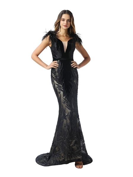 party dresses tanpell black v-neck mermaid evening dress feather sequin lace sleeveless floor-length women celebrity custom 2021, White;black
party dresses tanpell black v-neck mermaid evening dress feather sequin lace sleeveless floor-length women celebrity custom 2021, White;black