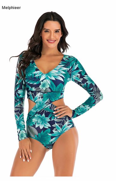 green leaf print surf one piece swimsuit women long sleeve monokini diving swimwear beach trikini bathing suitby air, White;black
green leaf print surf one piece swimsuit women long sleeve monokini diving swimwear beach trikini bathing suitby air, White;black