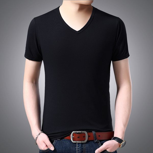 men's t shirts summer menswear v neck elastic solid color slim fitting short sleeve youth base 217, White;black
men's t shirts summer menswear v neck elastic solid color slim fitting short sleeve youth base 217, White;black
