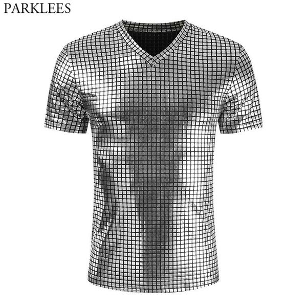 silver plaid metallic nightclub wear tshirt men stage prom tshirts men slim fit v neck tee shirt homme 210522, White;black
silver plaid metallic nightclub wear tshirt men stage prom tshirts men slim fit v neck tee shirt homme 210522, White;black