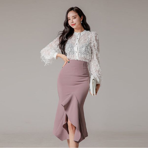 arrival fashion women's ensemble spring ol personality perspective chiffon white shirt plissado skirt two pieces, Black
arrival fashion women's ensemble spring ol personality perspective chiffon white shirt plissado skirt two pieces, Black