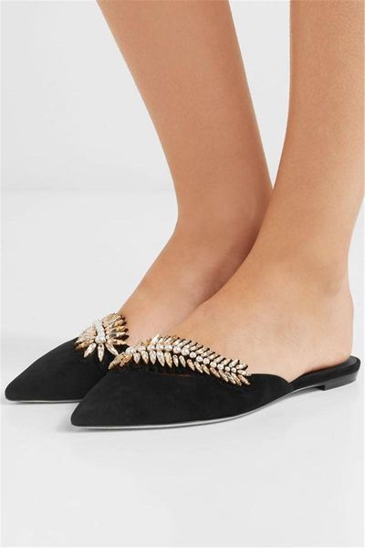 slippers brand women shoes rhinestone embellished suede 2021 fashion mule casual flats woman zapatillas, Black
slippers brand women shoes rhinestone embellished suede 2021 fashion mule casual flats woman zapatillas, Black