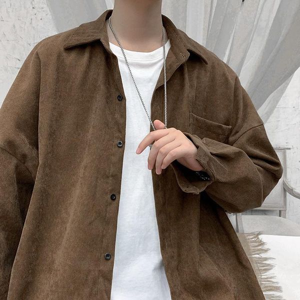 men's casual shirts 2021 autumn arrivals long sleeve shirt loose corduroy large solid color black streetwear recommend, White;black
men's casual shirts 2021 autumn arrivals long sleeve shirt loose corduroy large solid color black streetwear recommend, White;black