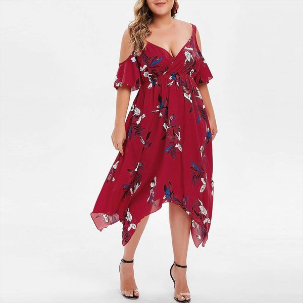 plus size fashion floral printed women dress short sleeve v neck cold shouder free, Black;gray
plus size fashion floral printed women dress short sleeve v neck cold shouder free, Black;gray