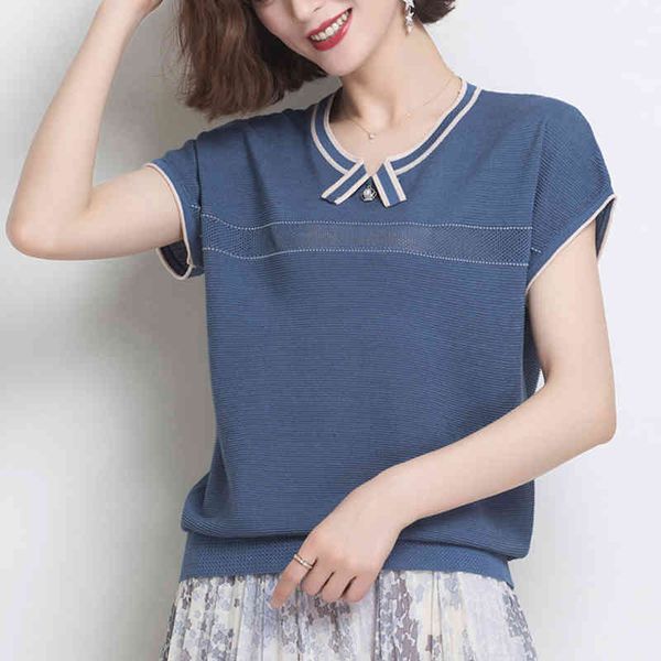 women's t-shirt fashion loose short seeve knitted women summer screw thread patchwork pullover tee female casual womens clothi, White
women's t-shirt fashion loose short seeve knitted women summer screw thread patchwork pullover tee female casual womens clothi, White