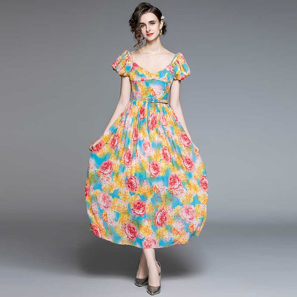 women summer designer elegant pleated v neck vintage party robe ladies print floral chiffon maxi dress vestidos 210525, Black;gray
women summer designer elegant pleated v neck vintage party robe ladies print floral chiffon maxi dress vestidos 210525, Black;gray