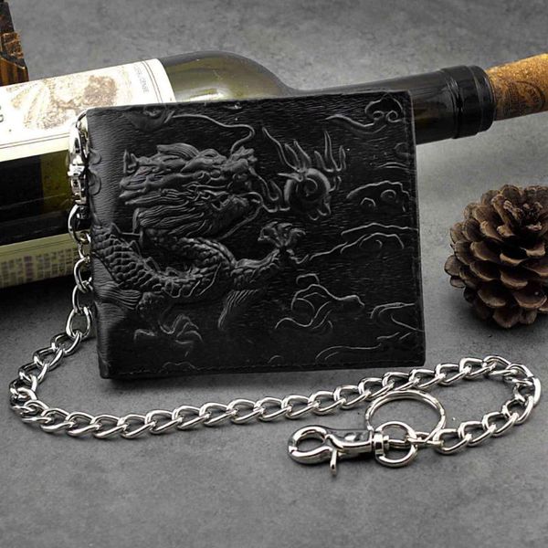 wallets balck mens leather vintage dragon wallet with chain card holder purse, Red;black
wallets balck mens leather vintage dragon wallet with chain card holder purse, Red;black