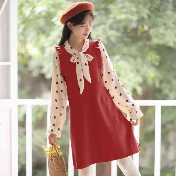 dress warm autumn sweet long sleeve dot dress vintage preppy bow collared retro knitting collar female dresses, Black;gray
dress warm autumn sweet long sleeve dot dress vintage preppy bow collared retro knitting collar female dresses, Black;gray