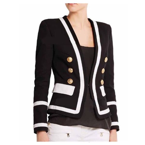 women's suits & blazers spring european and american women's latest metal double-breasted black white contrast classic slim suit j, White;black
women's suits & blazers spring european and american women's latest metal double-breasted black white contrast classic slim suit j, White;black