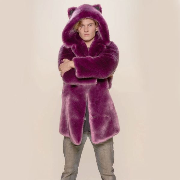 pure color men's fur coat with hood stand-up collar retro comfort windproof and warmfashion travel and commute, Black
pure color men's fur coat with hood stand-up collar retro comfort windproof and warmfashion travel and commute, Black