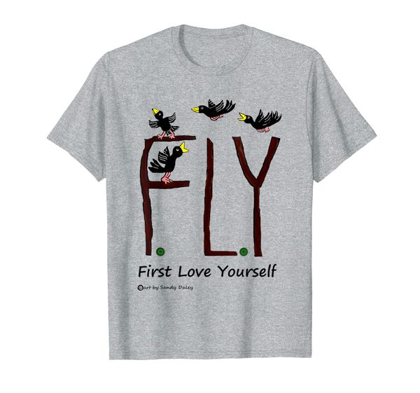 first love yourself blackbird fly t-shirt, White;black 
first love yourself blackbird fly t-shirt, White;black