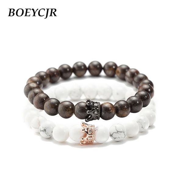 charm bracelets boeycjr 2pcs/set 8mm couple crown stone beads bangles & fashion jewelry bracelet for women or men 2021, Golden;silver
charm bracelets boeycjr 2pcs/set 8mm couple crown stone beads bangles & fashion jewelry bracelet for women or men 2021, Golden;silver