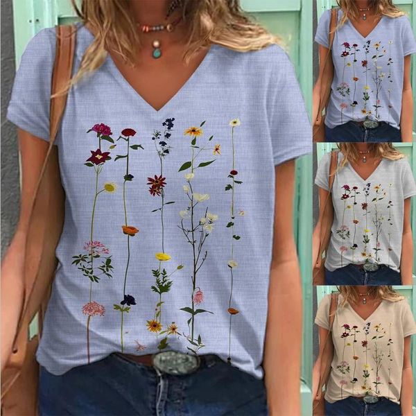 women's t-shirt 2021 summer fashion flower print loose v-neck short-sleeved furniture vacation leisure style plus size, White
women's t-shirt 2021 summer fashion flower print loose v-neck short-sleeved furniture vacation leisure style plus size, White