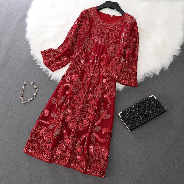 casual dresses european summer heavy industry floral sequined three quarter sleeve knee-length women fashion streetwear 2021, Black;gray
casual dresses european summer heavy industry floral sequined three quarter sleeve knee-length women fashion streetwear 2021, Black;gray