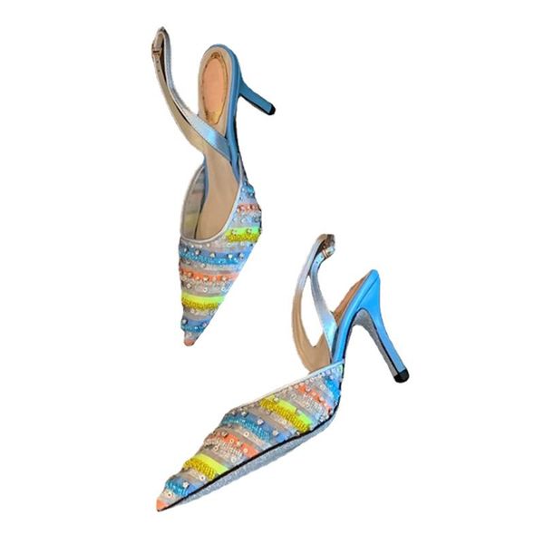 sandals 2021 summer crystal beaded high heel rainbow stripes leather lining pointed toe dress shoes women's nightclub, Black
sandals 2021 summer crystal beaded high heel rainbow stripes leather lining pointed toe dress shoes women's nightclub, Black