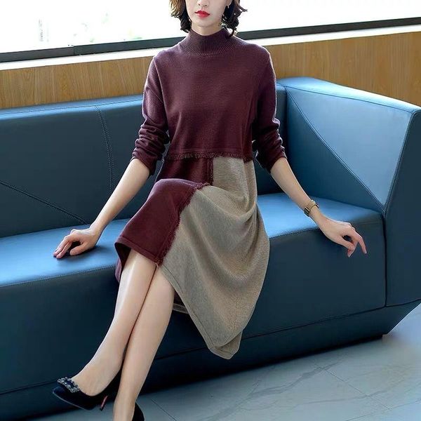casual dresses women autumn winter knitted patchwork female vintage turtleneck long sleeve dress ladies loose sweater p144, Black;gray
casual dresses women autumn winter knitted patchwork female vintage turtleneck long sleeve dress ladies loose sweater p144, Black;gray