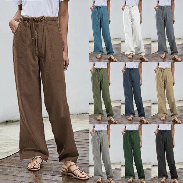 women's pants & capris 2021 women elastic waist wide leg casual palazzo vintage linen pantalon cotton plus size female long trousers, Black;white
women's pants & capris 2021 women elastic waist wide leg casual palazzo vintage linen pantalon cotton plus size female long trousers, Black;white