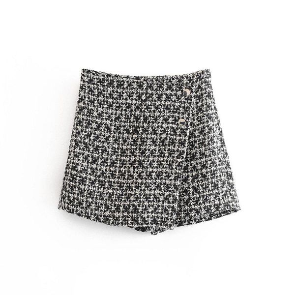 women's shorts vintage twill empire tweed short 2021 autumn-winter stylish black and white girl chic casual female skirt, White;black
women's shorts vintage twill empire tweed short 2021 autumn-winter stylish black and white girl chic casual female skirt, White;black