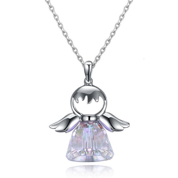 s925 silver female korean austrian crystal hollow angel pendant necklace network silver, Black
s925 silver female korean austrian crystal hollow angel pendant necklace network silver, Black
