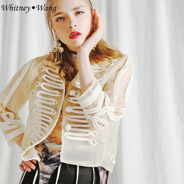 women's blouses & shirts whitney wang 2021 autumn fashion designer chinese style vintage buttons embroidery mesh blouse women blusas sh, White
women's blouses & shirts whitney wang 2021 autumn fashion designer chinese style vintage buttons embroidery mesh blouse women blusas sh, White