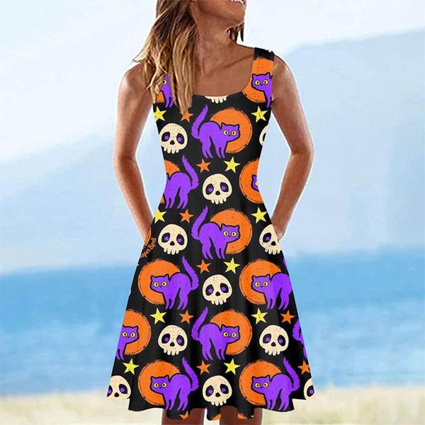 casual dresses halloween fashion women dress summer o neck printing loose comfy sleeveless vetement femme 2021 ropa mujer, Black;gray
casual dresses halloween fashion women dress summer o neck printing loose comfy sleeveless vetement femme 2021 ropa mujer, Black;gray