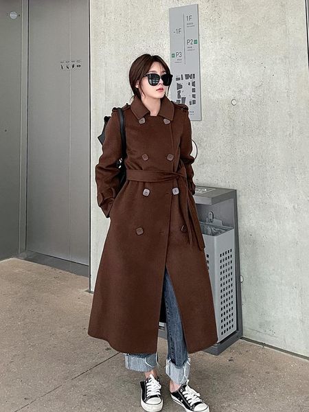 women's wool & blends double sided cashmere coat middle and long 2021 age reduction temperament loose thin high-end, Black
women's wool & blends double sided cashmere coat middle and long 2021 age reduction temperament loose thin high-end, Black