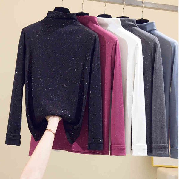 women's t-shirt turtleneck t shirt long sleeve clothes cotton slim autumn winter chic shiny tshirt camiseta mujer d6s6, White
women's t-shirt turtleneck t shirt long sleeve clothes cotton slim autumn winter chic shiny tshirt camiseta mujer d6s6, White